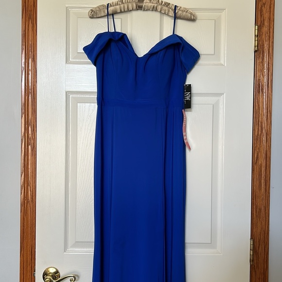 Royal Blue Bardot Off The Shoulder Evening Gown 8P NWT - Picture 8 of 8